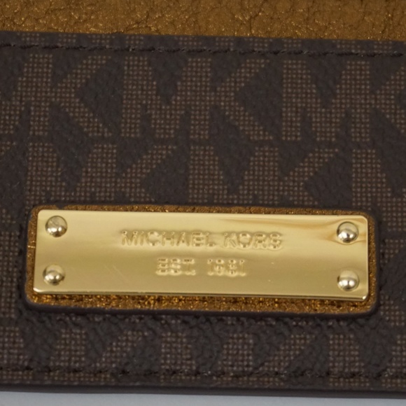 New Michael Kors Signature Logo Card Holder Brown - Picture 2 of 3